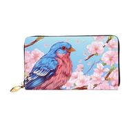 JDFHGNU Uccello su motivo floreale, portafoglio da donna, portafoglio lungo pochette, portafoglio porta carte di credito, portamonete da viaggio, nero, taglia unica, Nero , Taglia unica
