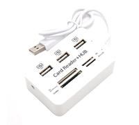 JDigJid 1 x 3 porte USB HUB 2.0 Splitter Combo Card Reader 7 in 1 Multi Function Support TF SD M2 SDHC Card Read Write
