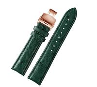 JDIME 18 mm 20 mm 22 mm Modello di bambù di alta qualità Cinturino di mucca morbido Uomini farfalla Fibbia strut in pelle Bracciale a fascia verde, D RG Folding, 18mm