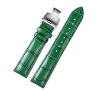 JDIME 18 mm 20 mm 22 mm Modello di bambù di alta qualità Cinturino di mucca morbido Uomini farfalla Fibbia strut in pelle Bracciale a fascia verde, A Silver Folding, 18mm