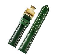 JDIME 18 mm 20 mm 22 mm Modello di bambù di alta qualità Cinturino di mucca morbido Uomini farfalla Fibbia strut in pelle Bracciale a fascia verde, C Golden Folding, 20mm