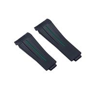 JDIME Cinturino per orologio in gomma da 20 mm, con fibbia pieghevole regolabile nera per cinturino Rolex per bracciale Submariner GMT OYSTERFLEX Daytona, Blk Green Line, Shiny Silver Buckle, striscia