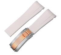 JDIME Per il cinturino in gomma Rolex, il cinturino delle storie, l'acqua verde, l'acqua verde, il subacqueo, il silicone verde 20 mm 21 mm cinturino dell'orologio, Bianco-Room Rose, 20mm