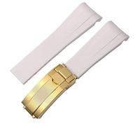 JDIME Per il cinturino in gomma Rolex, il cinturino delle storie, l'acqua verde, l'acqua verde, il subacqueo, il silicone verde 20 mm 21 mm cinturino dell'orologio, Bianco / Oro, 21mm