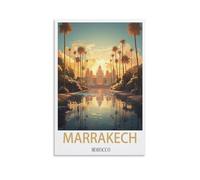 Jdjdu Marrakech Marocco Tramonto Vintage Viaggio Poster Regalo Decorazione da Parete Poster Tela Art Poster