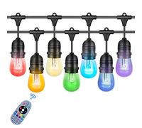 JDKC- Luci per Esterni da Esterno RGB 48FT, Luci Dimmerabili Multicolore con Lampadine S14 Edison, Sincronizza con la Musica, per Bistrot, Recinzione
