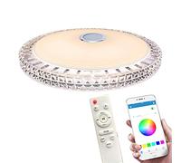 JDKC- Plafoniera LED Crystal Music con Altoparlante Bluetooth, App Intelligente e Telecomando, Lampadario Che Cambia Colore per Bagno, Soggiorno, Cucina