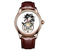 JDLERMY Genuino Tourbillon meccanico a carica manuale vintage orologio da uomo quadrante scheletro orologio da polso zaffiro doppio lato orologio cavo uomo inchiostro cinese lavaggio pittura Loong
