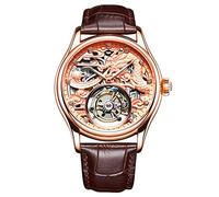 JDLERMY Originale Tourbillon meccanico a carica manuale vintage orologio da uomo scheletro quadrante diamante orologio da polso zaffiro doppio lato orologio cavo zodiaco cinese modello Loong