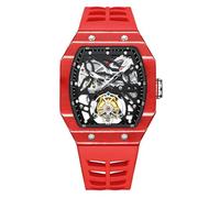 JDLERMY Orologio da polso da uomo con movimento tourbillon volante quadrante scheletrico meccanico a carica manuale orologio da polso in cristallo zaffiro vintage lunetta in fibra di carbonio orologio