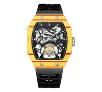 JDLERMY Orologio da polso da uomo con movimento tourbillon volante quadrante scheletrico meccanico a carica manuale orologio da polso in cristallo zaffiro vintage lunetta in fibra di carbonio orologio