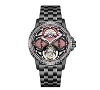 JDLERMY Orologio da polso da uomo con quadrante a carica manuale con quadrante in diamante e tourbillon, orologio da polso in acciaio inossidabile su entrambi i lati, impermeabile, luminoso, Nero e
