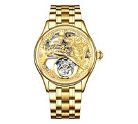 JDLERMY Orologio da polso meccanico con tourbillon volante da uomo con quadrante a diamante scheletro orologio da polso zaffiro doppio lato orologio cavo uomo zodiaco cinese tigri modello significato