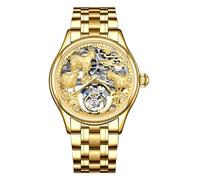 JDLERMY Orologio da polso meccanico con tourbillon volante da uomo con quadrante a diamante scheletro orologio da polso zaffiro doppio lato orologio cavo uomo zodiaco cinese modello pecora significato