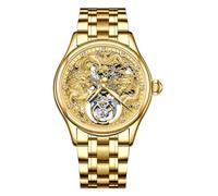 JDLERMY Orologio da polso meccanico con tourbillon volante da uomo con quadrante a diamante scheletro orologio da polso zaffiro doppio lato orologio cavo zodiaco cinese modello Loong significato ricco