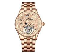 JDLERMY Orologio da polso meccanico con tourbillon volante da uomo con quadrante a diamante scheletro orologio da polso zaffiro doppio lato orologio cavo uomo zodiaco cinese maiali modello significato