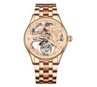 JDLERMY Orologio da polso meccanico con tourbillon volante da uomo con quadrante a diamante scheletro orologio da polso zaffiro doppio lato orologio cavo uomo zodiaco cinese tigri modello significato