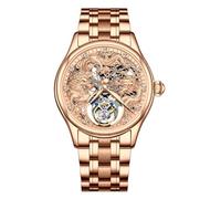 JDLERMY Orologio da polso meccanico con tourbillon volante da uomo con quadrante a diamante scheletro orologio da polso zaffiro doppio lato orologio cavo zodiaco cinese modello Loong significato ricco