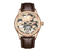 JDLERMY Orologio da polso meccanico con tourbillon volante da uomo con quadrante a diamante scheletro orologio da polso zaffiro doppio lato orologio cavo uomo zodiaco cinese modello bestiame
