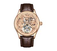 JDLERMY Orologio da polso meccanico con tourbillon volante da uomo con quadrante a diamante scheletro orologio da polso zaffiro doppio lato orologio cavo zodiaco cinese modello Loong significato ricco