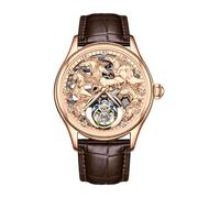 JDLERMY Orologio meccanico a carica manuale con tourbillon volante da uomo con quadrante con diamanti e zaffiro, doppio lato, orologio con cavalli, zodiaco cinese, motivo con cavalli che significano