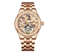 JDLERMY Orologio meccanico a carica manuale con tourbillon volante da uomo con quadrante con diamanti e zaffiro, doppio lato, orologio con cavalli, zodiaco cinese, motivo con cavalli che significano