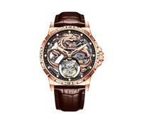 JDLERMY Tourbillon Movimento Meccanico Vigilanza A Vento A Mano Degli Uomini Scheletro Impermeabile Affari Orologio Da Polso Zaffiro Doppio Lato Orologio Cavo Uomo Modello Loong Cinese Significato
