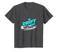 JDM Drift King Racing Art per Gli Appassionati di Auto Maglietta, Bambini, Grigio Scuro, 10 Anni