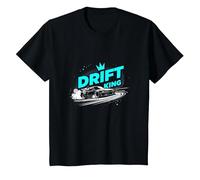 JDM Drift King Racing Art per Gli Appassionati di Auto Maglietta, Bambini, Nero, 10 Anni