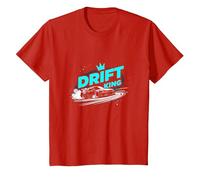 JDM Drift King Racing Art per Gli Appassionati di Auto Maglietta, Bambini, Rosso, 10 Anni