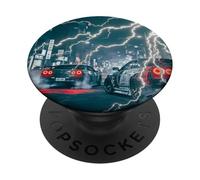 JDM Drift Racing Car Fulmini scena notturna su una strada di Tokyo PopSockets PopGrip Adesivo