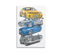 JDM - Poster con auto sportiva, motivo: skyline veloce e furioso, decorazione artistica da parete su tela, poster decorativo moderno, per camera da letto, 40 x 60 cm