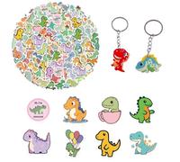 JDNFKG 100 Piccoli Adesivi di Dinosauri E 2 Pezzi Chain Dinosaur, Cartone Animato -Mini Adesivo, Adesivo per Animali Dolci, Trailer Taschino Creativo.