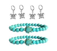JDNFKG 2 Pezzi di Braccialetti di Tartaruga E 2 Paia di Orecchini di Tartaruga, Bracciali A Tenuta in Resina, Orecchini Cavi Creativi, Accessori retrò -Versatili.