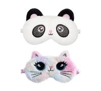 JDNFKG 2 Pezzi di Gatto E Panda Occhio Maschere, Carino Peluche Occhio Maschere per I Bambini, Ombreggiatura Dormire Occhio Maschere, Confortevole E Traspirante Protezione degli Occhi Maschere.