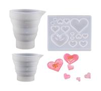 JDNFKG 2 Pezzi di Pieghevole Misurini E 1 Pezzo di Amore Stampo, Liquido Tazza di Misurazione, Muffa della Caramella del Silicone, Forniture di Cottura.