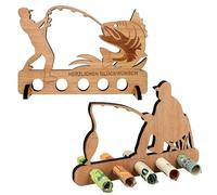 JDNFKG 2 Regali per Pescatori, Pesca in Legno, Regali di Denaro di Compleanno, Regali in Contanti per Pescatori, Decorazioni Desktop, Adatti Ad Amici E Familiari.