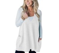 JDNH 1 Chaleco Tejido Sin Mangas Con Escote En V Y Bolsillos Laterales, Estilo Abrigado Para Mujer Otoño-invierno la tubazione svasata e verticale lusingare la figura e creare un bellissimo drappo