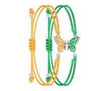 JDNH 2 braccialetti dell'amicizia con ciondolo a forma di farfalla, regolabile, corda intrecciata, accessorio per ragazze e amici, Misura unica, come descritto
