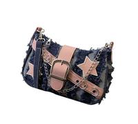 JDNH Borsa a tracolla alla moda con decorazione a stella borsa ascellare creativa borsa ascellare ufficio borsa per le donne accessori punk borsa casual, Striscia Verticale Blu, One Size