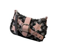 JDNH Borsa a tracolla alla moda con decorazione a stella borsa ascellare creativa borsa ascellare ufficio borsa per le donne accessori punk borsa casual, Scacchiera nera, One Size