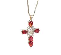 JDNH Collana con croce sacra con strass scintillanti, elegante ornamento per uomini e donne alla moda, accessorio spirituale alla moda, standard, Lega di acciaio, Zirconia