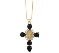 JDNH Collana con croce sacra con strass scintillanti, elegante ornamento per uomini e donne alla moda, accessorio spirituale alla moda, standard, Lega di acciaio, Zirconia