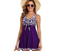 JDNH Confezione da 2 eleganti costumi da bagno da donna con pantaloncini con gonna per un aspetto elegante alle feste in piscina, comodo da indossare