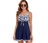 JDNH Confezione da 2 eleganti costumi da bagno da donna con pantaloncini con gonna per un aspetto elegante alle feste in piscina, comodo da indossare