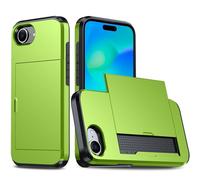 JDNH Custodia a portafoglio resistente a doppio strato per telefono con scomparto nascosto per carte di credito, design antiurto, custodia leggera verde