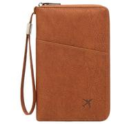 JDNH Custodia compatta in poliuretano con cerniera e scomparti spaziosi per una gestione efficiente del credito e delle licenze, custodia da viaggio impermeabile, Marrone, Bellezza di massa