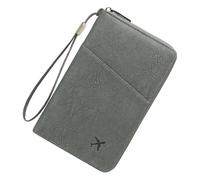 JDNH Custodia compatta in poliuretano con cerniera e scomparti spaziosi per una gestione efficiente del credito e delle licenze, custodia da viaggio impermeabile, grigio, Bellezza di massa