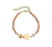 JDNH Elegante creatura marina con ciondoli in ceramica e lumaca con perline di cristallo, catena regolabile, elegante gioiello in ceramica con conchiglie, Misura unica, come descritto