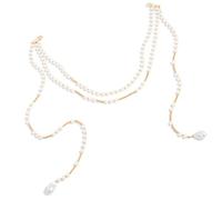 JDNH Elegante spilla a frange o ciondolo con perle d'imitazione, accessorio per occasioni eleganti, perle finte, Misura unica, come descritto